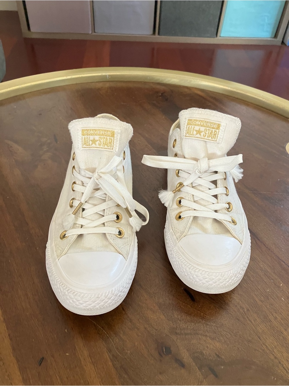 Converse Unisex All Star Egret/White Gold Accents Sneaker Shoe Womens Size 8